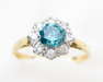 Circa 1975 Blue Zircon & Diamond Halo Ring