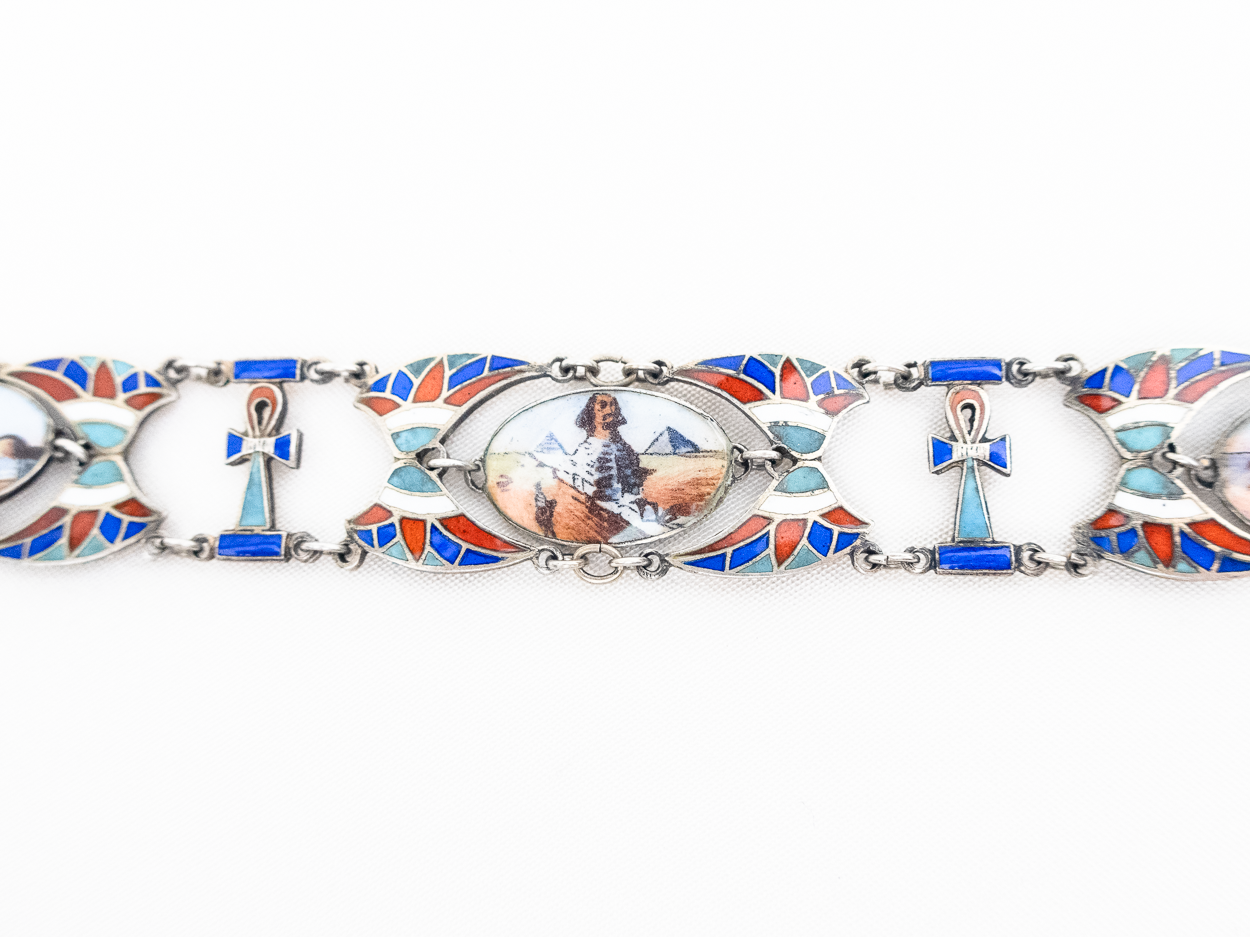 Art Deco Egyptian Revival Enamel Bracelet