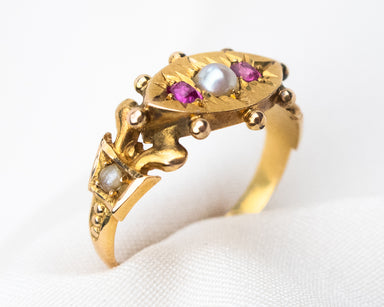 Victorian Ruby and Pearl Ring