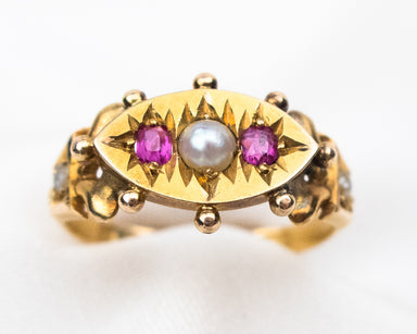 Victorian Ruby and Pearl Ring