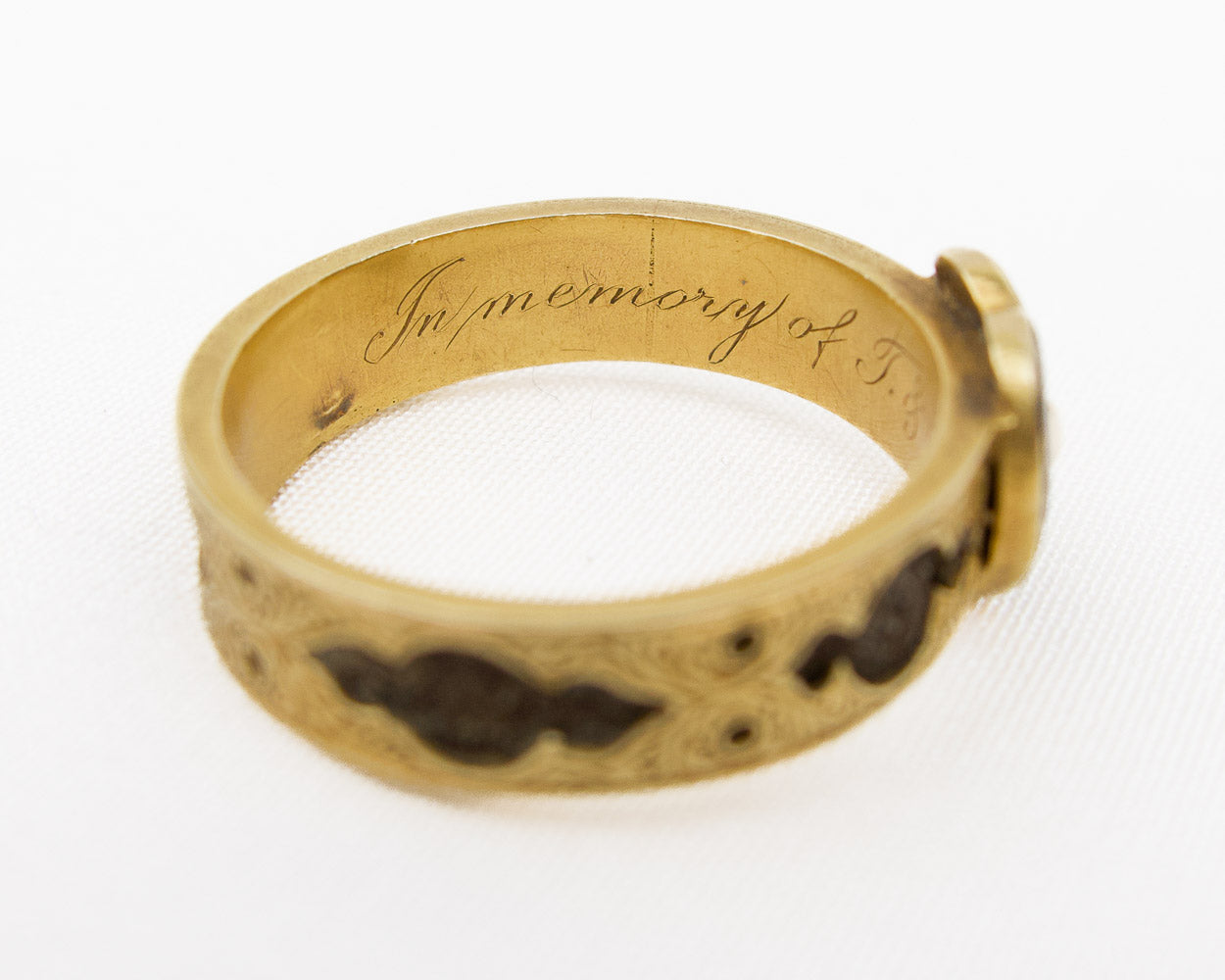 Victorian Enamel & Pearl Memorial Ring