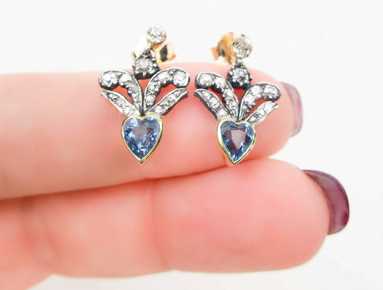 Victorian Aquamarine and Diamond Earrings