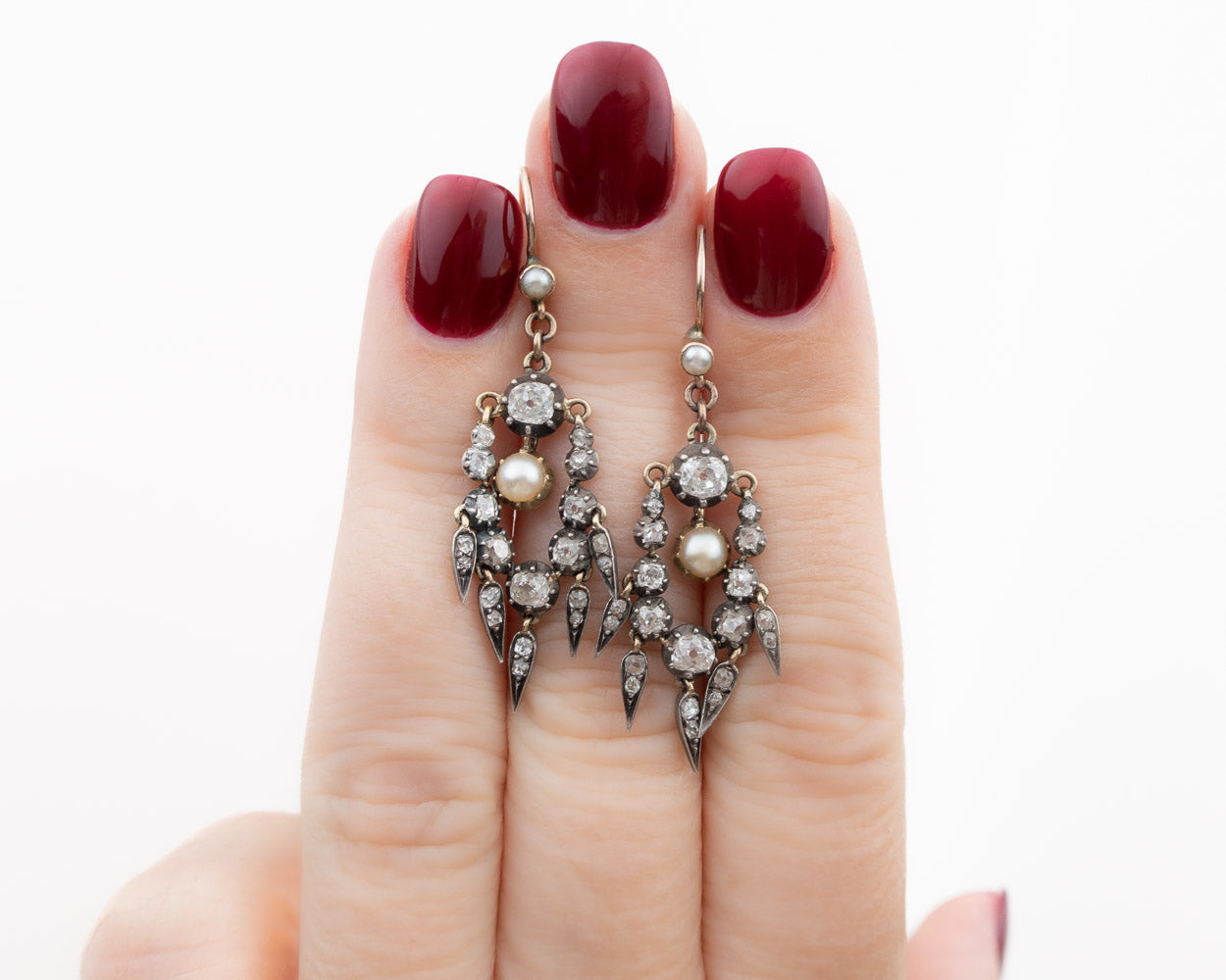Victorian Diamond & Pearl Earrings