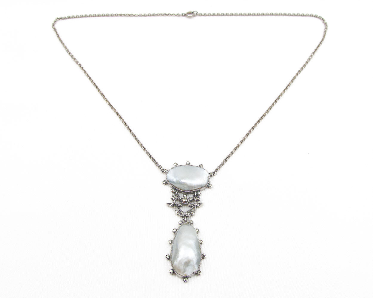 Early Victorian Pearl & Marcasite Necklace