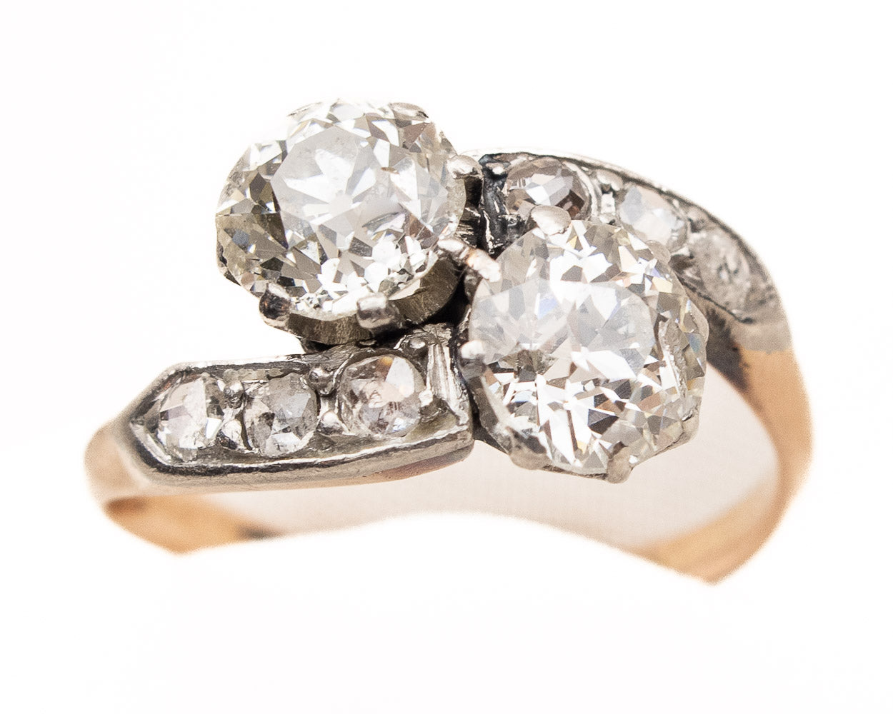 French Victorian Crossover Diamond Ring