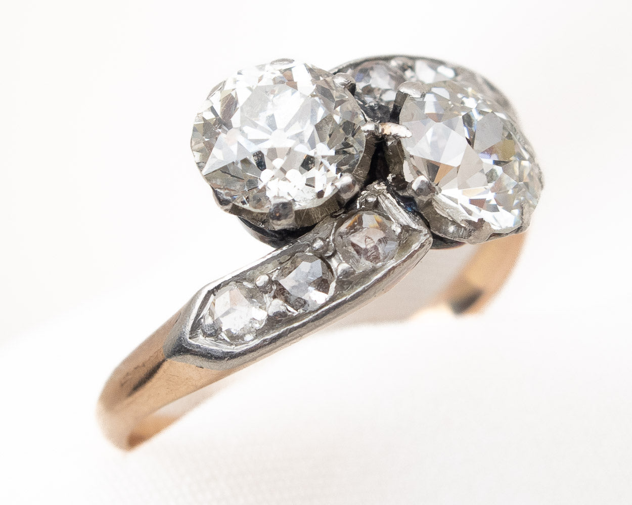 French Victorian Crossover Diamond Ring