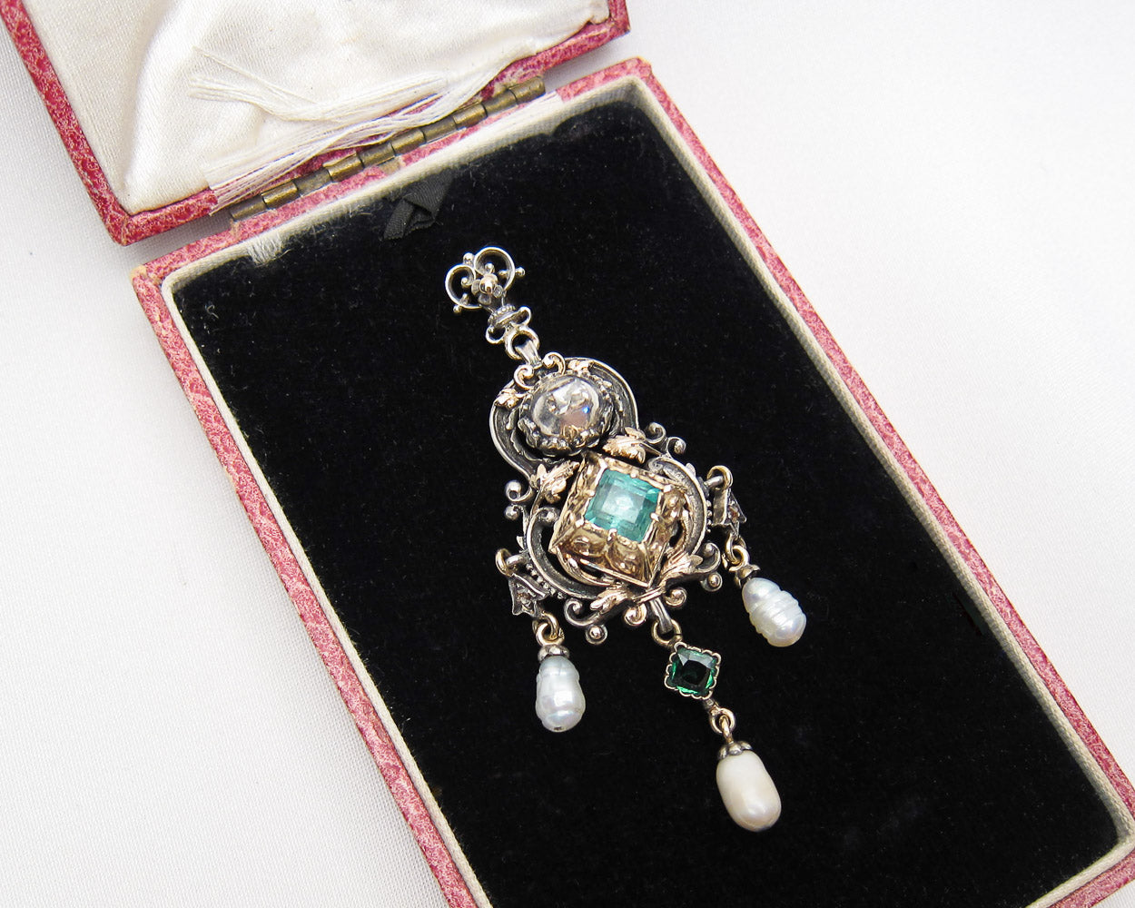 Austro-Hungarian Diamond & Emerald Pendant