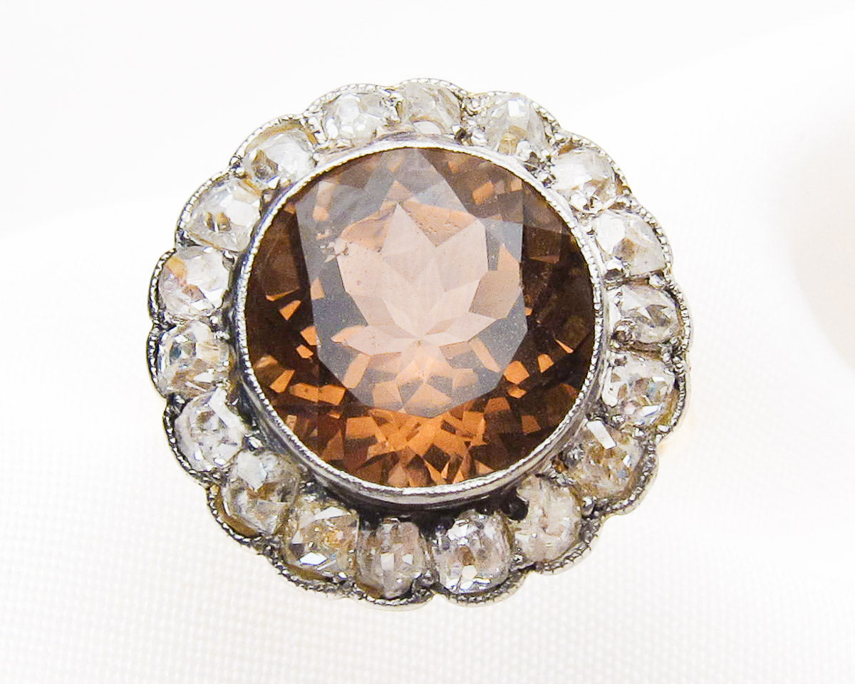 Edwardian Tourmaline & Diamond Halo Ring