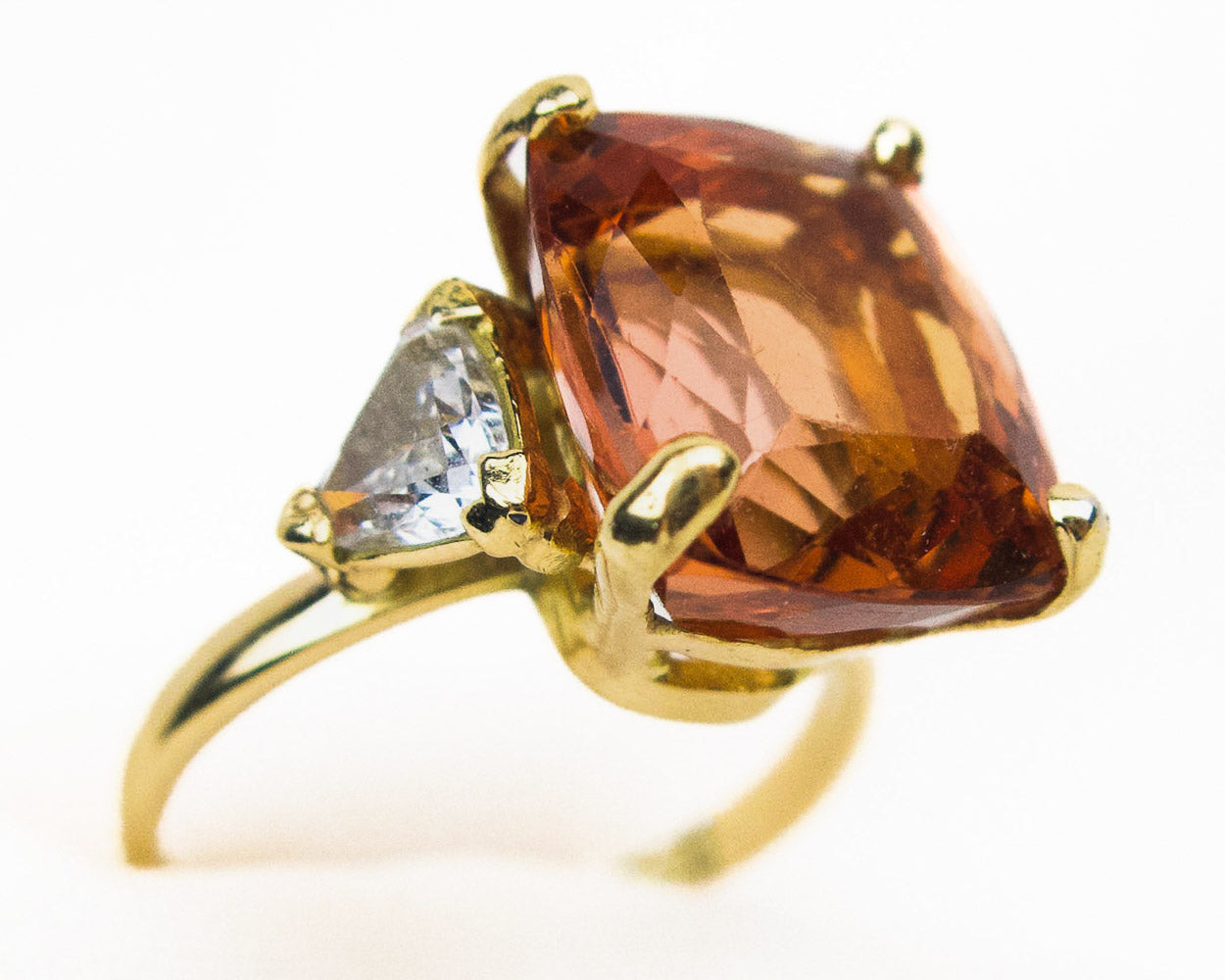 1980s Imperial Topaz and Diamond Ring