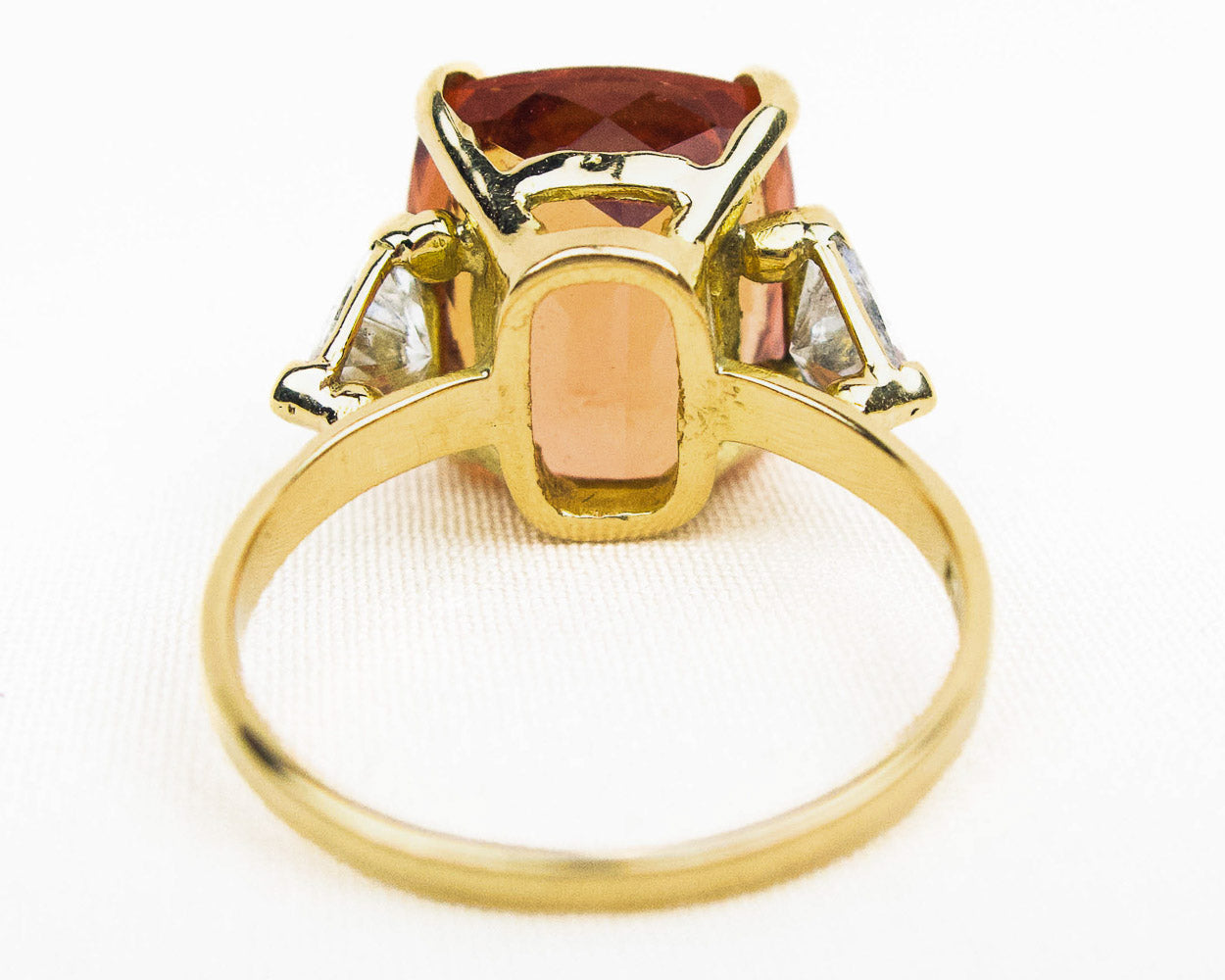 1980s Imperial Topaz and Diamond Ring