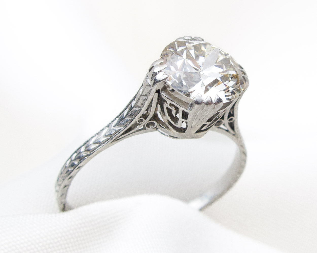 Art Deco 2-Carat Transitional-Cut Diamond Ring