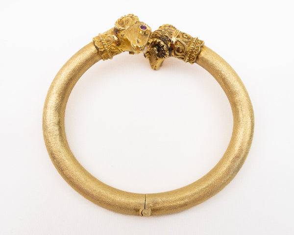 Ram Head Gold Plated Silver Women's Bracelet - ΛRTUKLU TELKARI ®