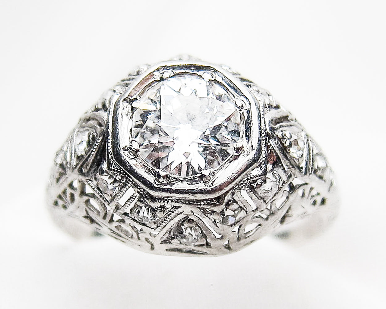 Art Deco Domed Filigree Diamond Ring