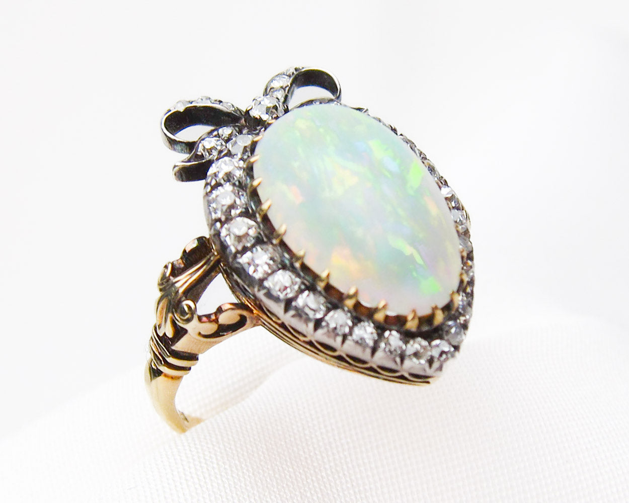 Antique opal ring with diamonds Clearance
