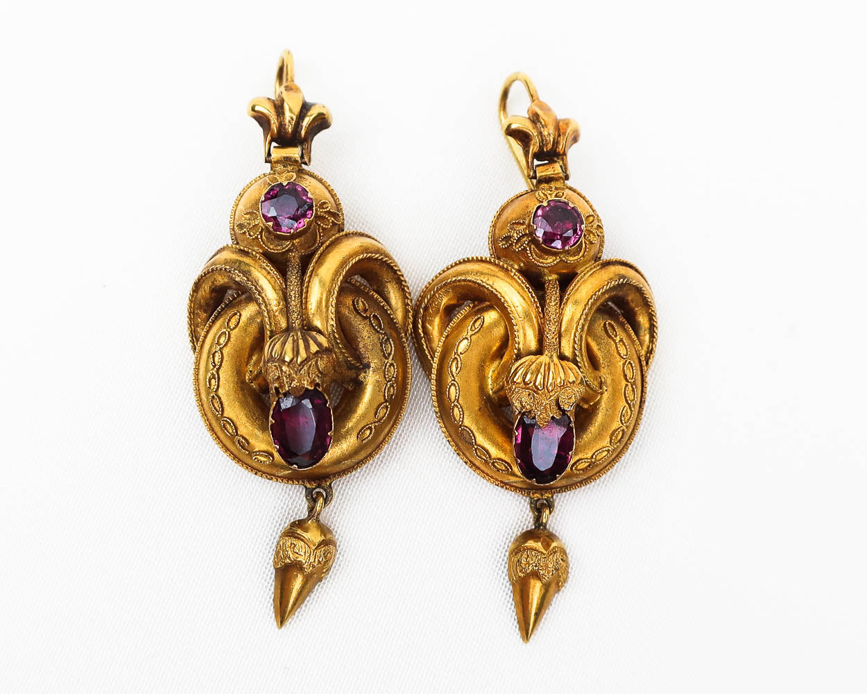 Victorian Rhodolite Garnet Earrings