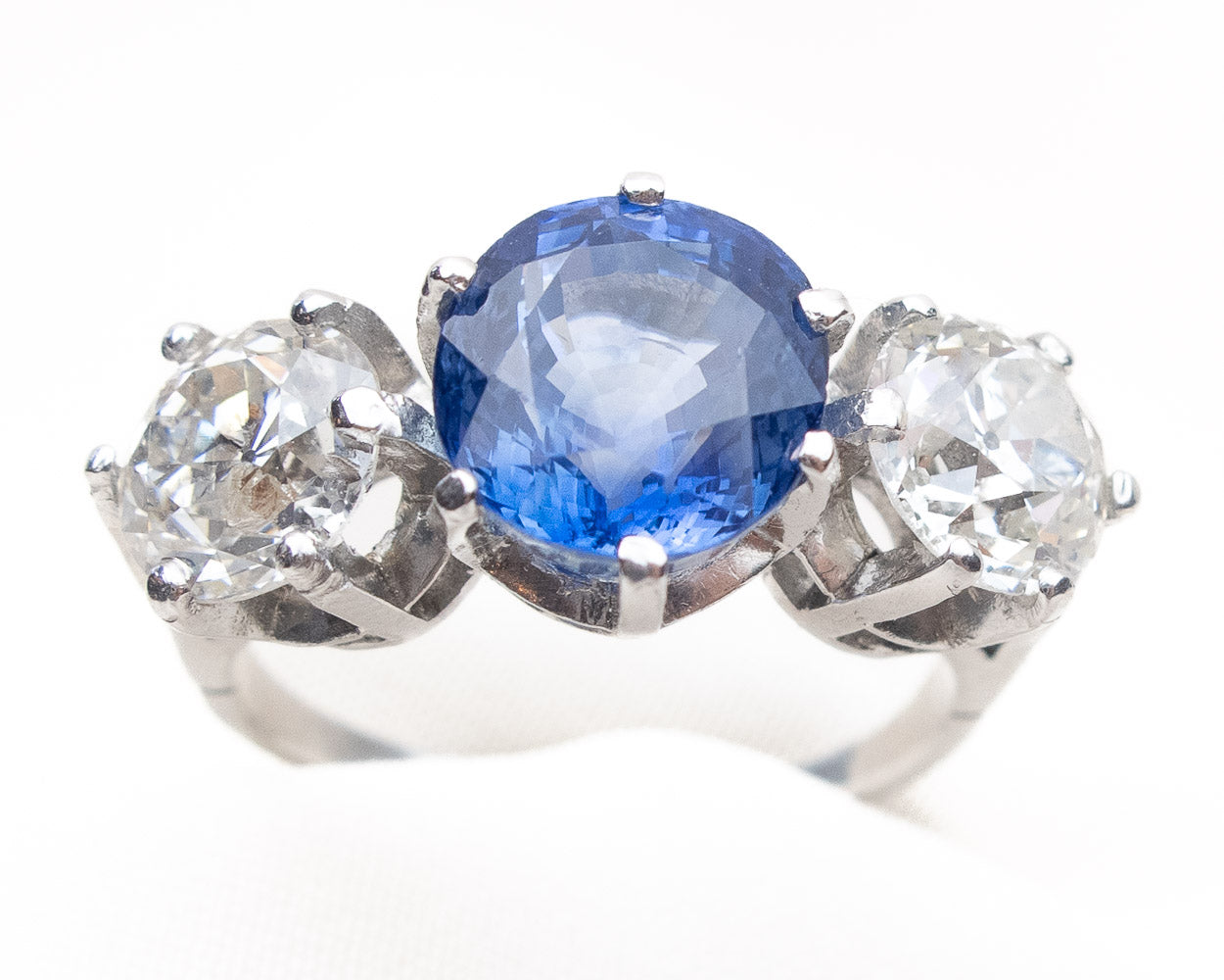 4.05ct Montana Sapphire Simone Three-Stone Ring – Marrow Fine