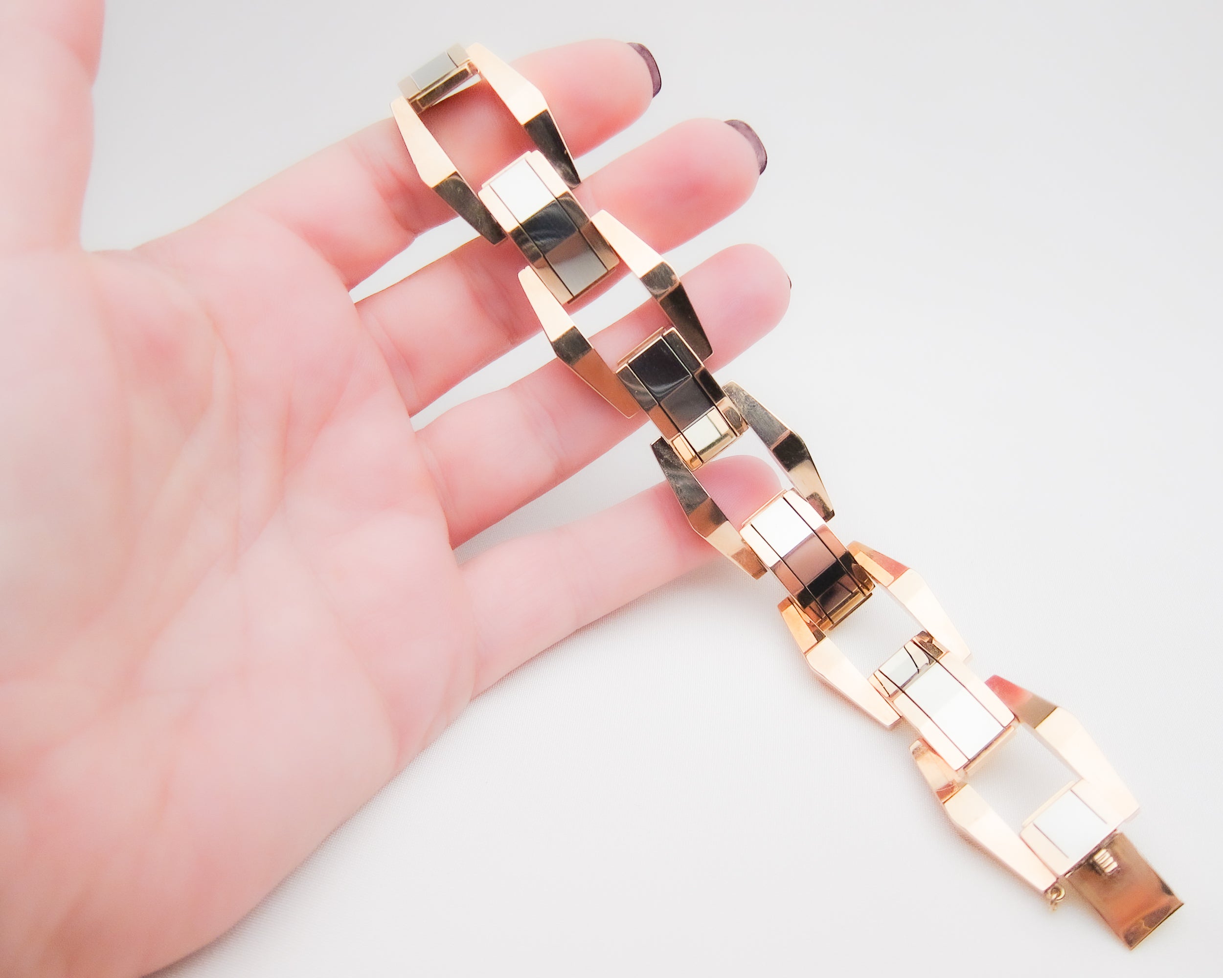 Two-Tone Geometric Gold Bracelet