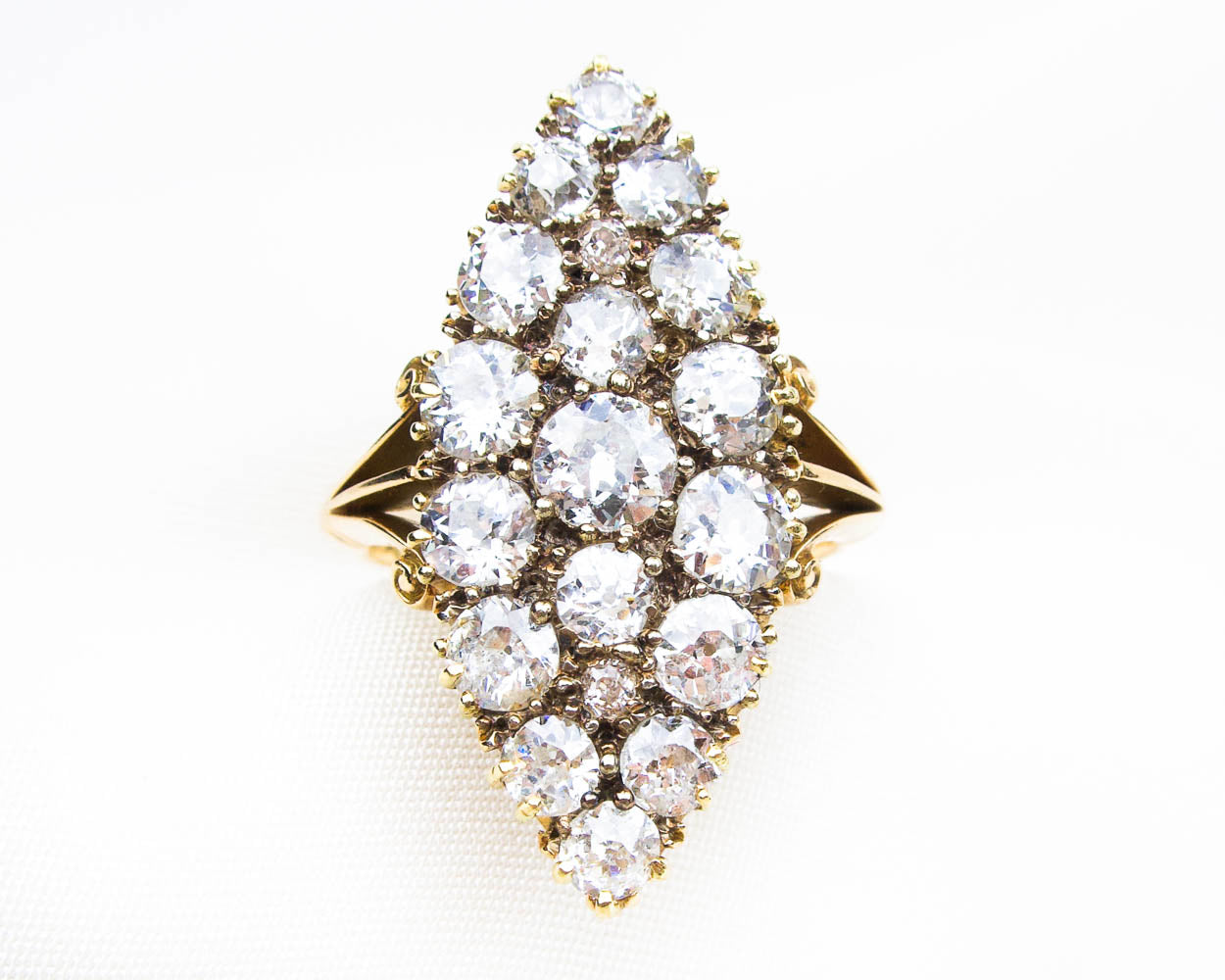 Victorian 3.87-Carat Diamond Navette Ring