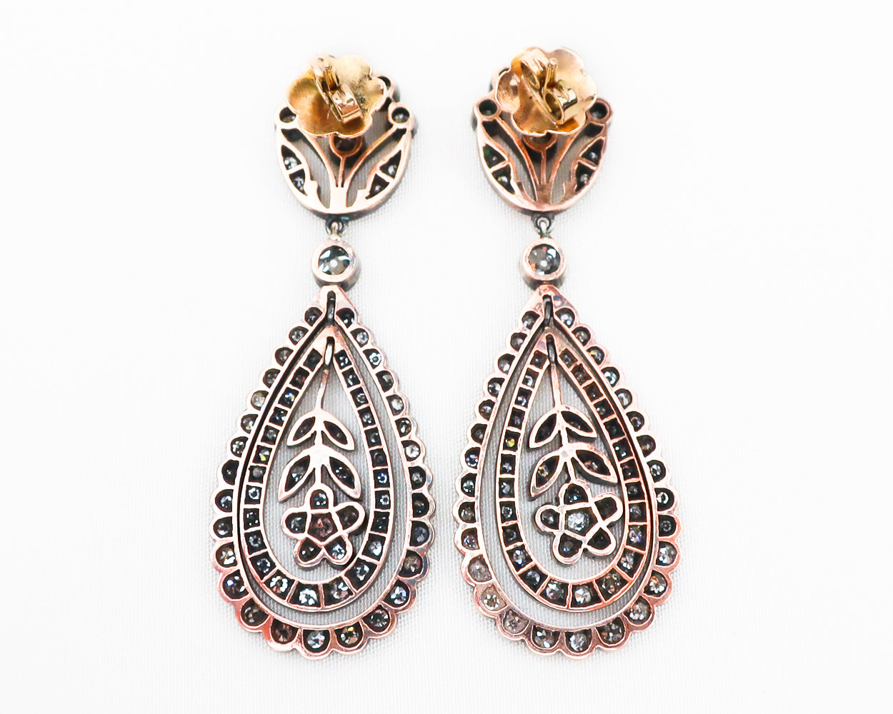 Victorian Diamond Drop Floral Earrings