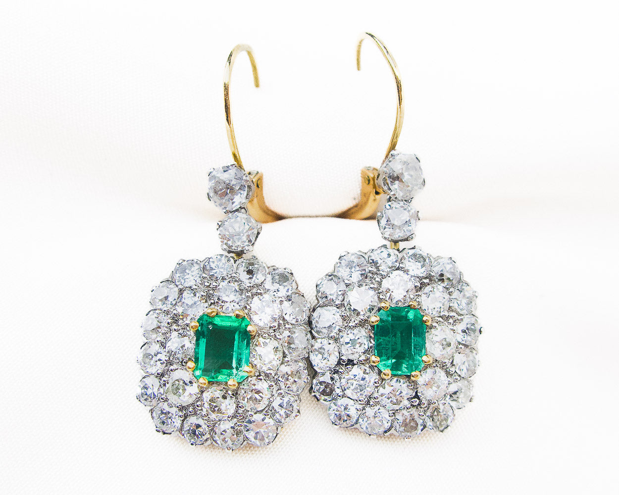 Edwardian Emerald and Diamond Earrings