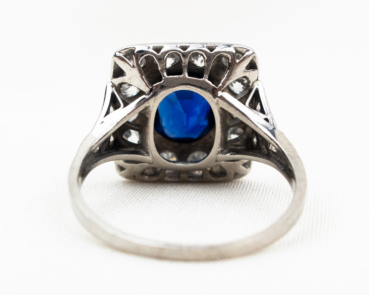 Art Deco Square Sapphire & Diamond Ring