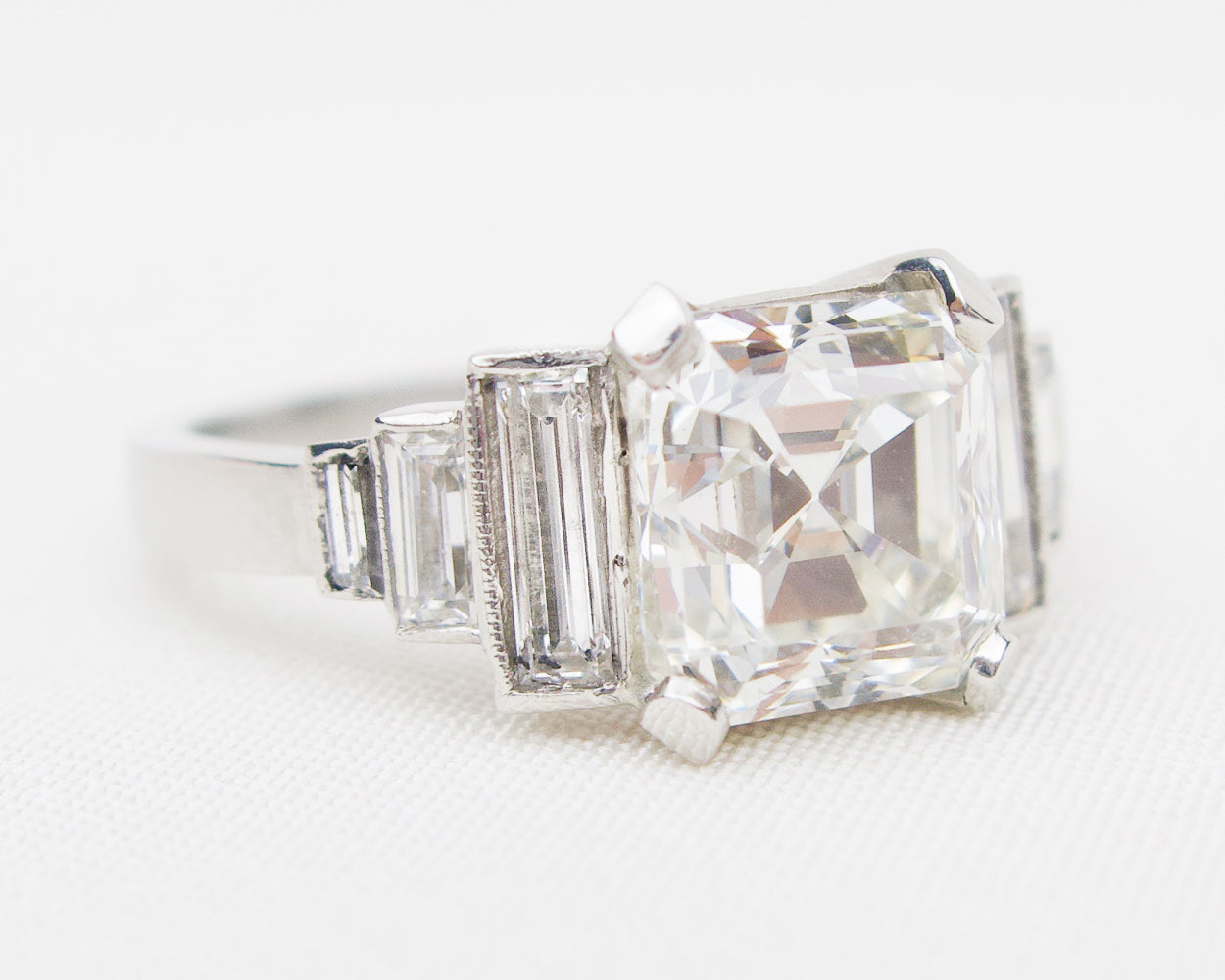 Art Deco 1.97-Carat Asscher-Cut Diamond Ring