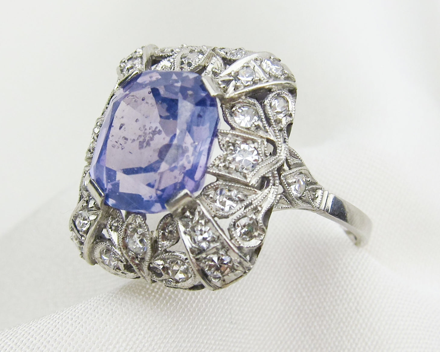 French Art Deco Sapphire & Diamond Ring