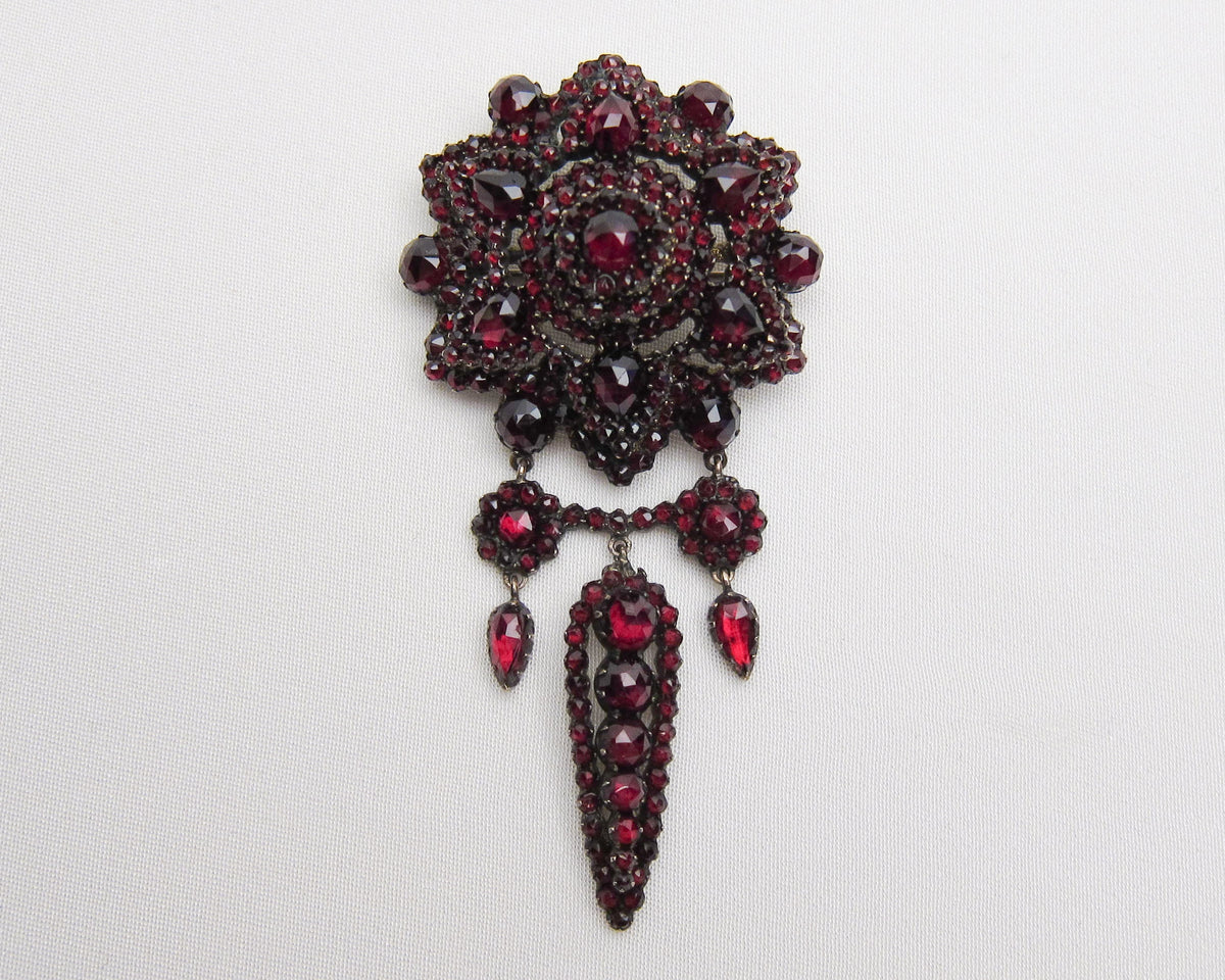 Victorian Garnet Chandelier Brooch — Isadoras Antique Jewelry