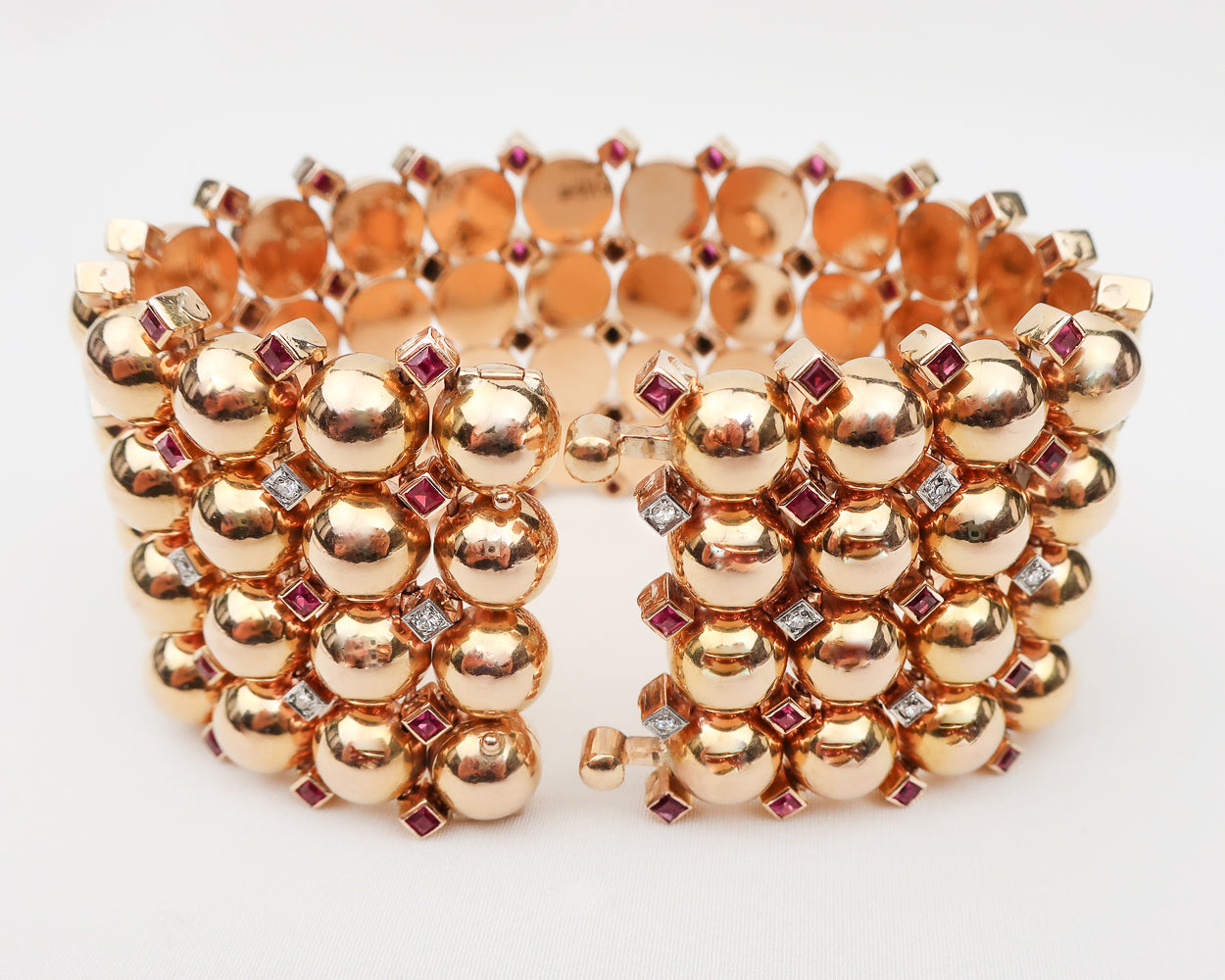 Retro-Era Rose Gold Bracelet with Gemstones